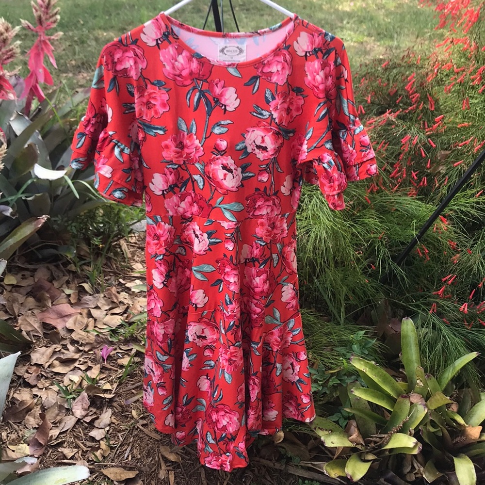 Mia Joy Girls Dress size 12 floral asymmetrical